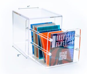 The new Archetype Glass custom laminated glass materials library sample box for New York interior designers and New York architects