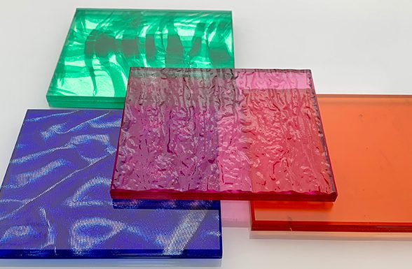 A mosaic of the colored laminated glass samples included in the 2023 Fourth Quarter Collection